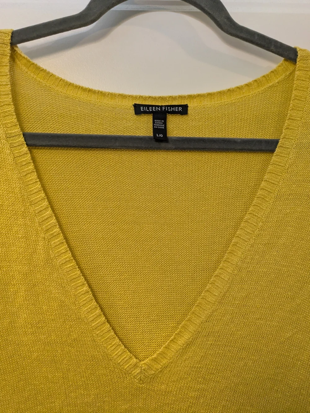 Eileen Fisher Yellow V-Neck Lightweight Sweater